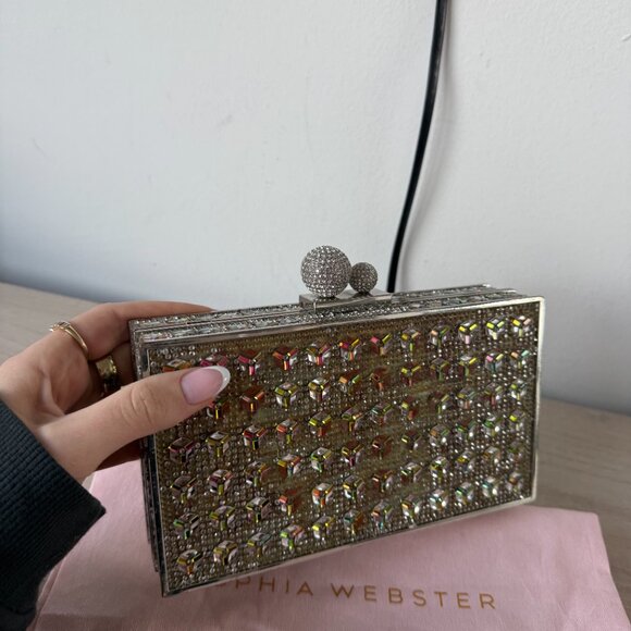 Sophia Webster Clara Clutch Box Bag Crystal Embellished - Picture 9 of 14